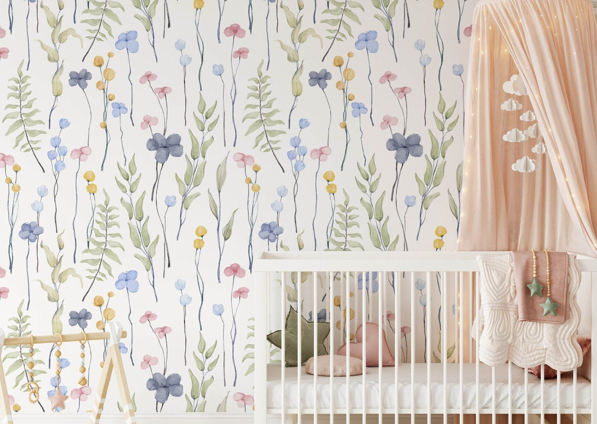 Children's Watercolour Floral Posie Wallpaper Mural – Wall Funk