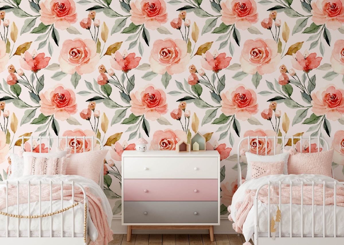 Children's Watercolour Floral Wallpaper Mural – Wall Funk