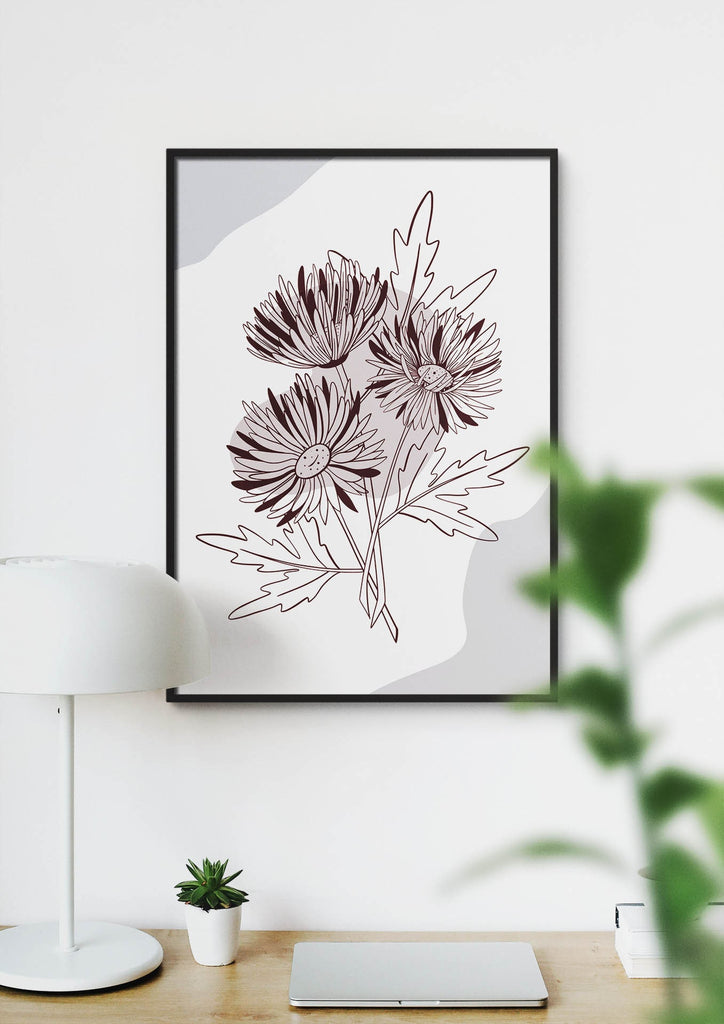 Wall Funk's Floral Abstract Wall Art comes in custom sizes, perfect for your wall space above your desk.