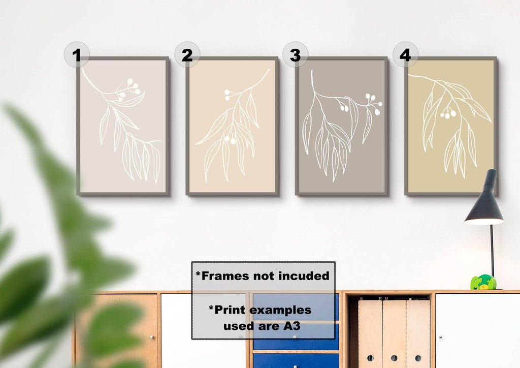 Wall Funk's Floral Abstract Wall Art set includes four A3 minimalist floral prints on high-quality card. Frames not included.