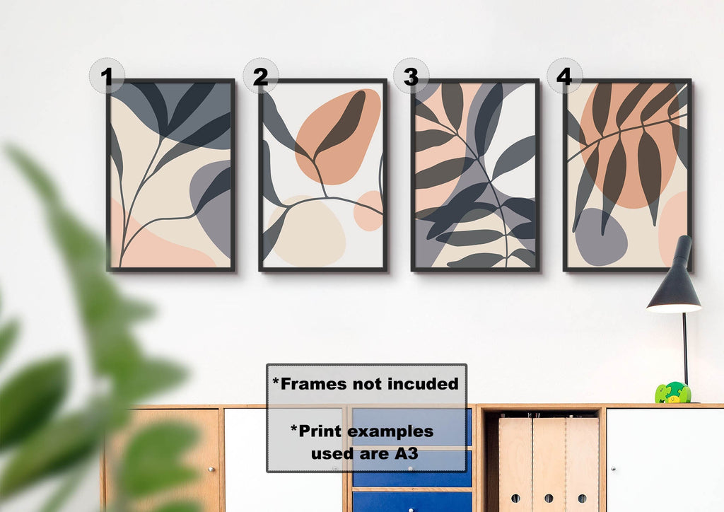 Floral Abstract Wall Art by Wall Funk: 4 earthy floral prints available in custom sizes; frames not included.