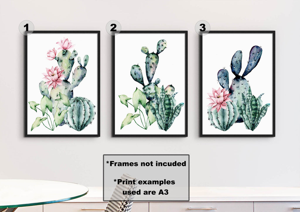 Wall Funk Floral Abstract Wall Art offers high-quality cactus prints with pink flowers. Custom sizes available; frames not included.