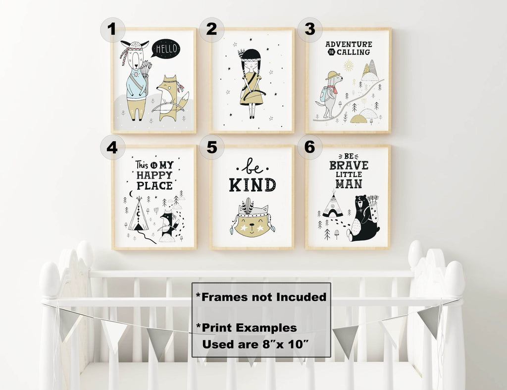 Wall Funk's Charming Scandinavian-Inspired Nursery Wall Art: set of playful, uplifting prints (set of 6), no frames included.