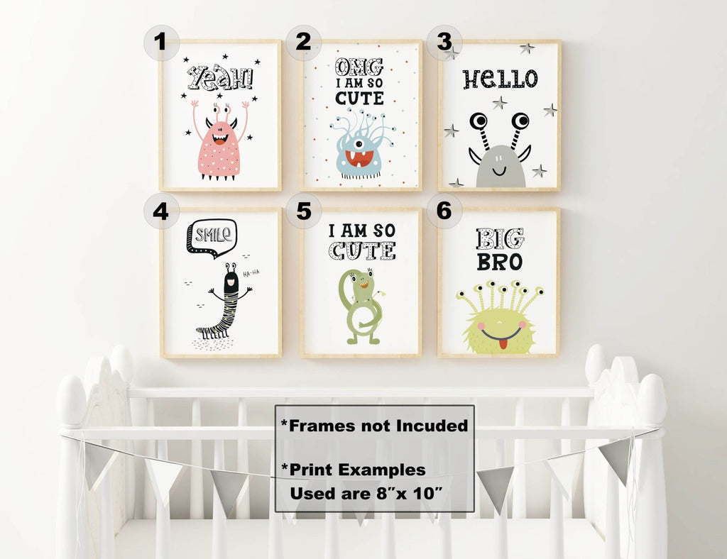 Adorable Alien Themed Nursery Wall Art Prints - Perfect for Child's Room Decor - Wall Funk