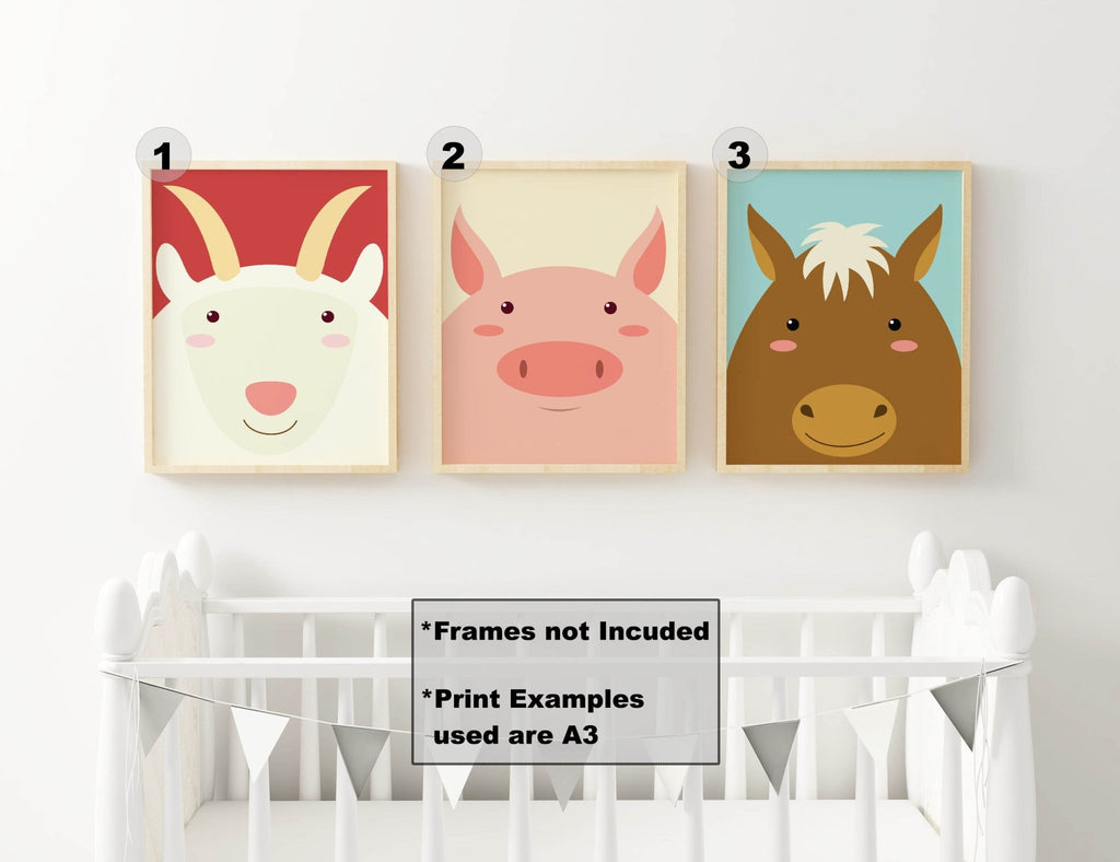 Adorable Farmyard Friends Nursery Wall Art Prints – Playful Animal Wall Decor for Your Child's Room - Wall Funk