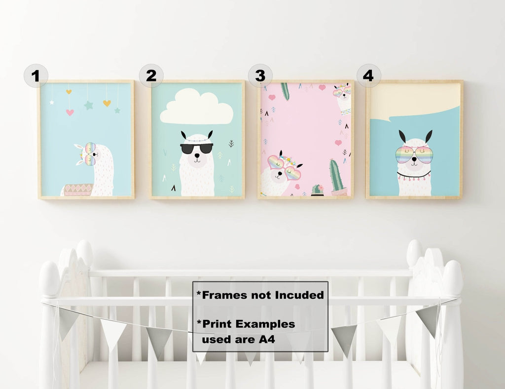 Adorable Llama Nursery Wall Art Prints – Fun and Colourful Animal Prints to Brighten Your Child's Room - Wall Funk