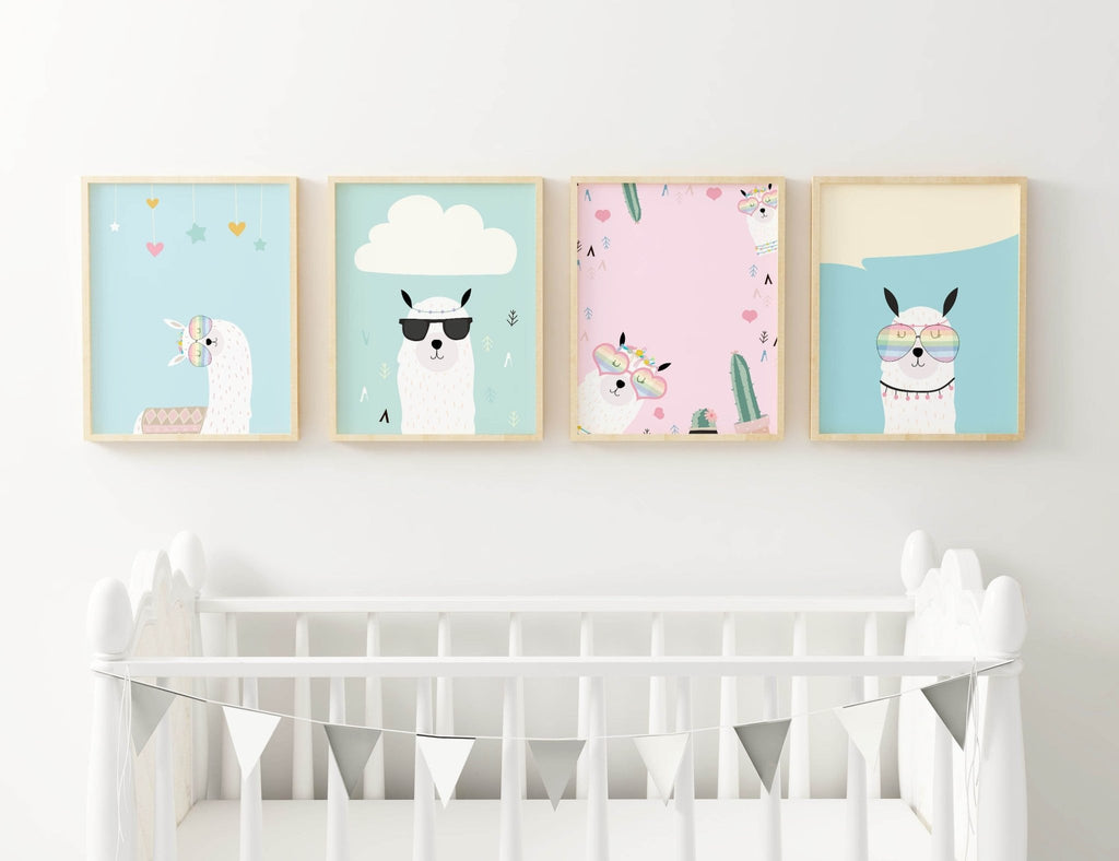 Adorable Llama Nursery Wall Art Prints – Fun and Colourful Animal Prints to Brighten Your Child's Room - Wall Funk