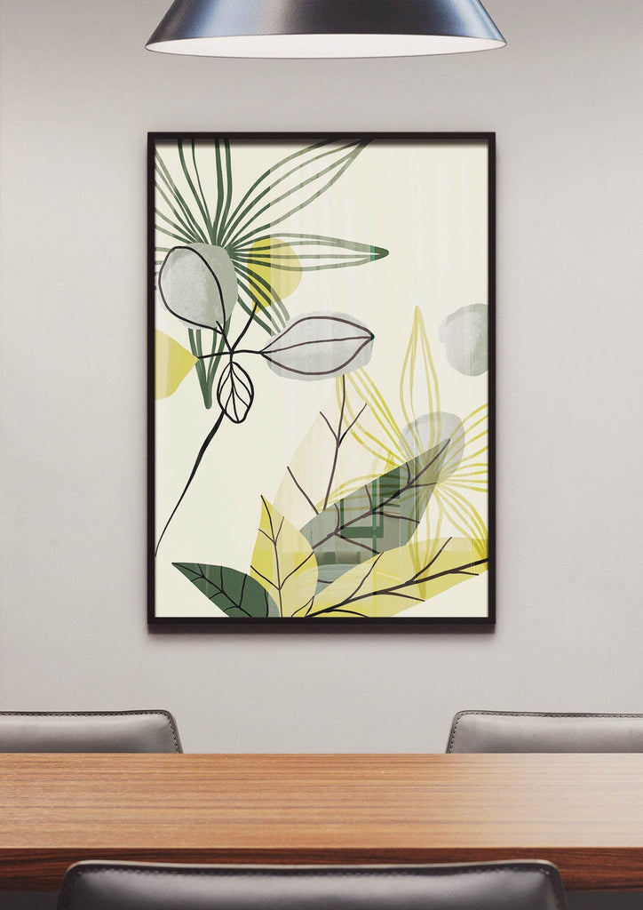 Watercolour Green Leaves Floral Abstract Wall Art by Wall Funk: Framed prints on quality card, custom sizes available.