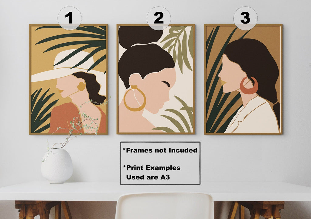 Wall Funk's Beautiful Women Silhouette Floral Art Prints above a vase, frames not included. Custom sizes available.