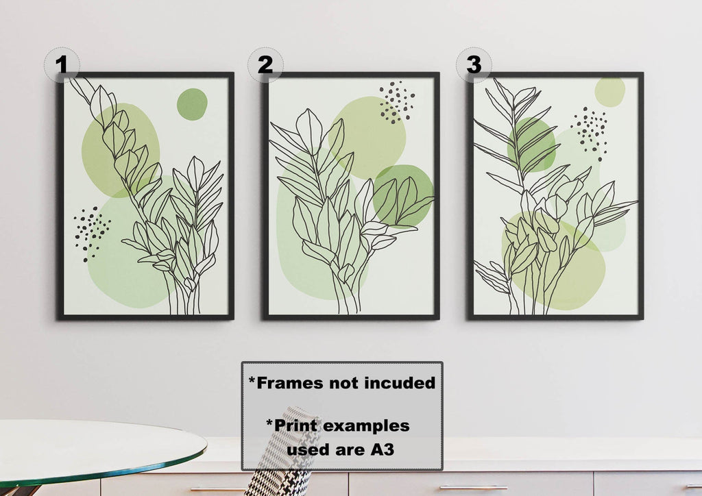 Beautiful Floral Abstract Wall Art Prints Featuring Minimalist Botanical Designs in Calming Greens - Wall Funk