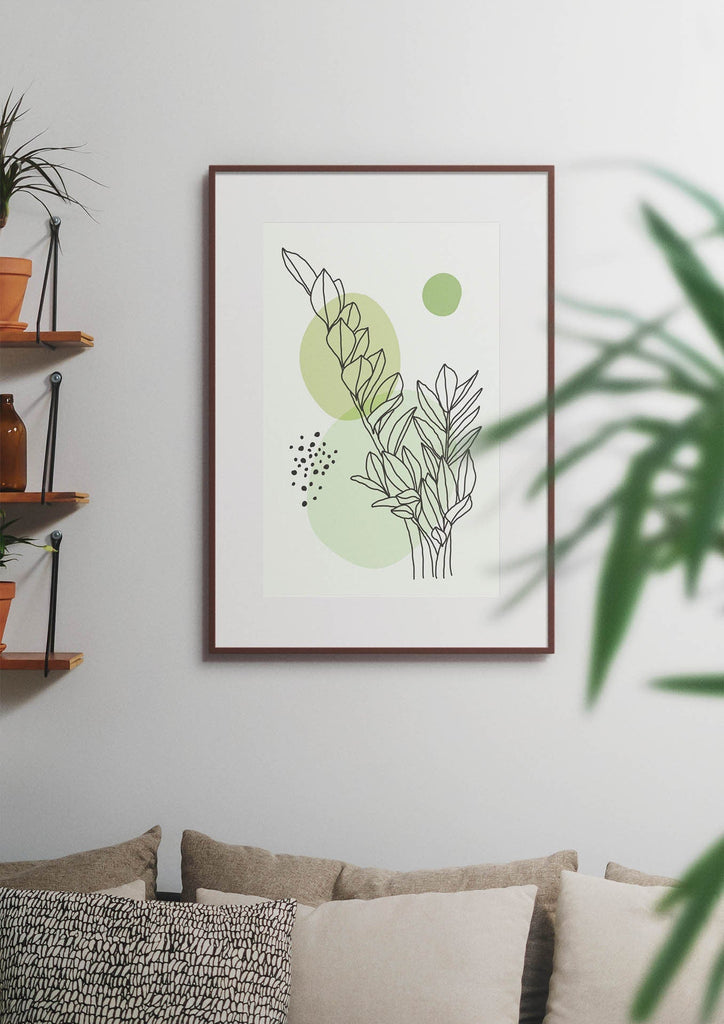 Beautiful Floral Abstract Wall Art Prints Featuring Minimalist Botanical Designs in Calming Greens - Wall Funk