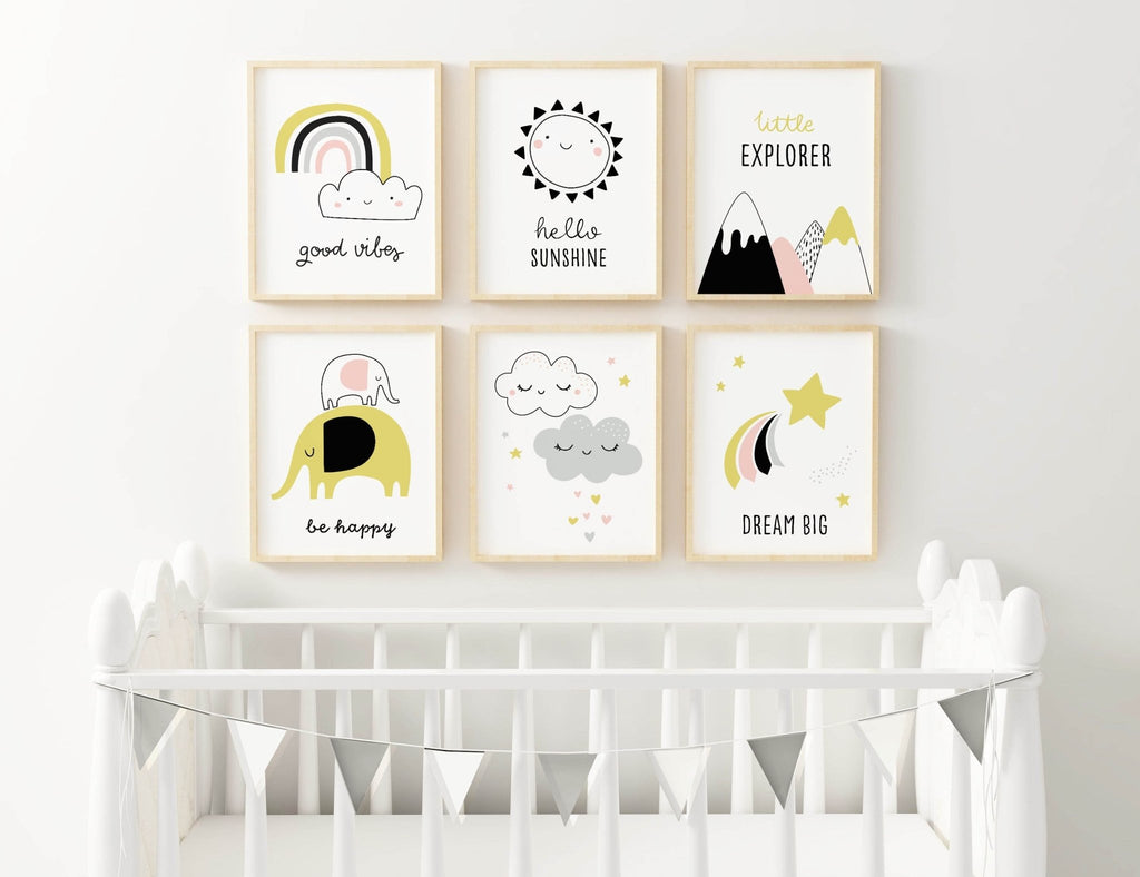 Bohemian Nursery Wall Art Prints - Inspirational Quotes Whimsical Designs for Kid's Room - Wall Funk