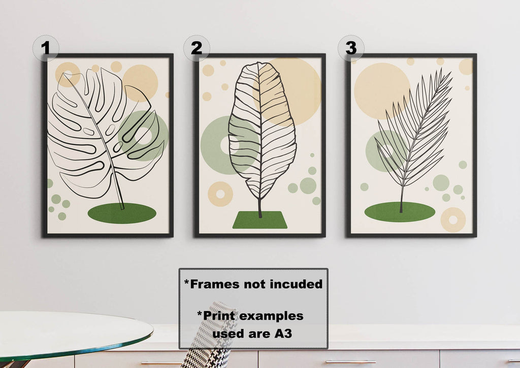 Floral Abstract Wall Art by Wall Funk: 3 abstract leaf prints. Frames not included, available in custom sizes.