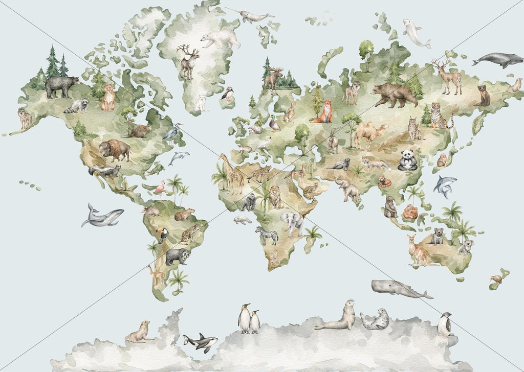 Animal Kingdom Map Mural Sample - Wall Funk