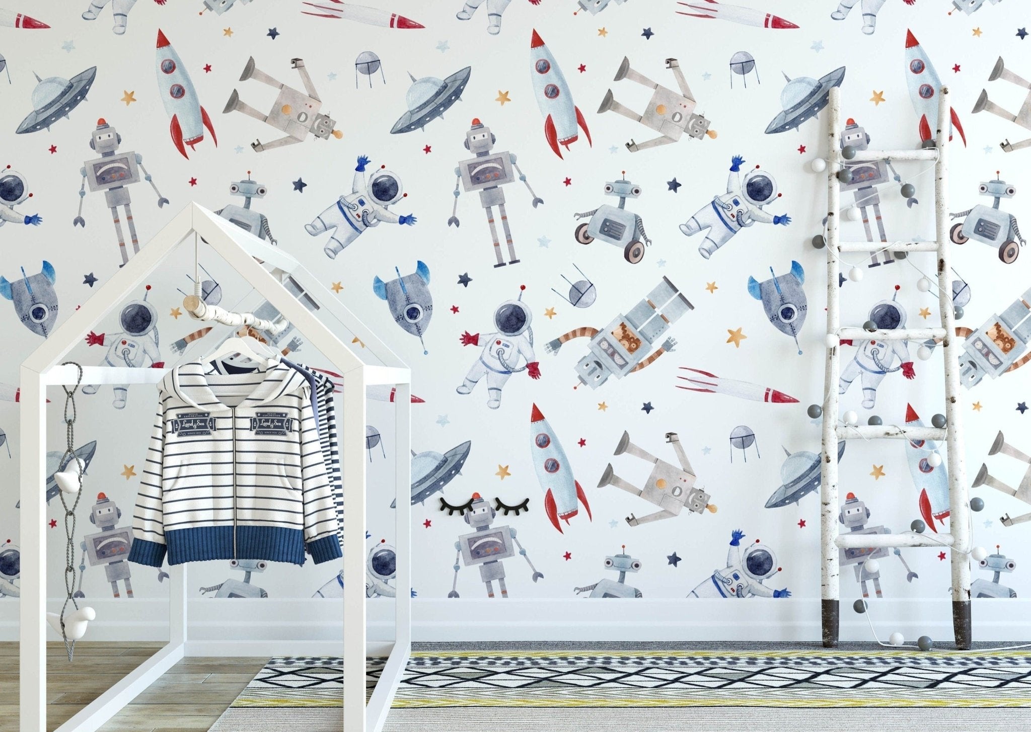 Rocket Pinterest Cute Astronauts and Rockets Wallpaper Mural (Sample) – Wall Funk