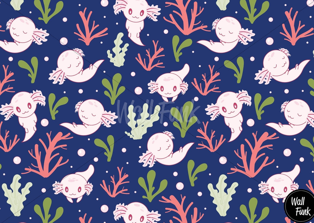 Axolotl Ocean Wallpaper Sample - Wall Funk