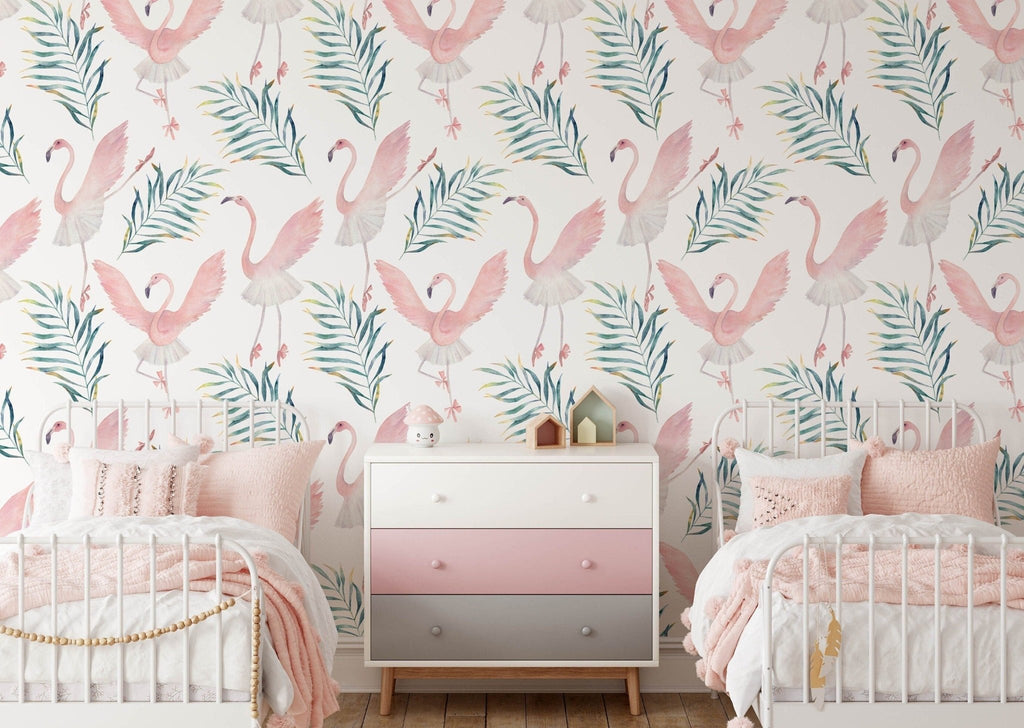 Ballerina Flamingo Wallpaper Sample - Wall Funk