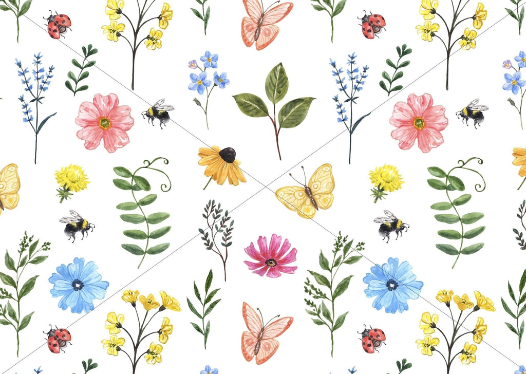 Bees, Butterflies, & Blooms Wallpaper Sample - Wall Funk