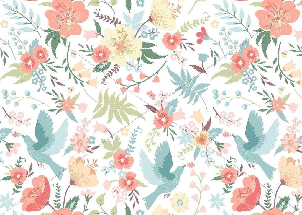 Birds & Blooms Floral Wallpaper Sample - Wall Funk