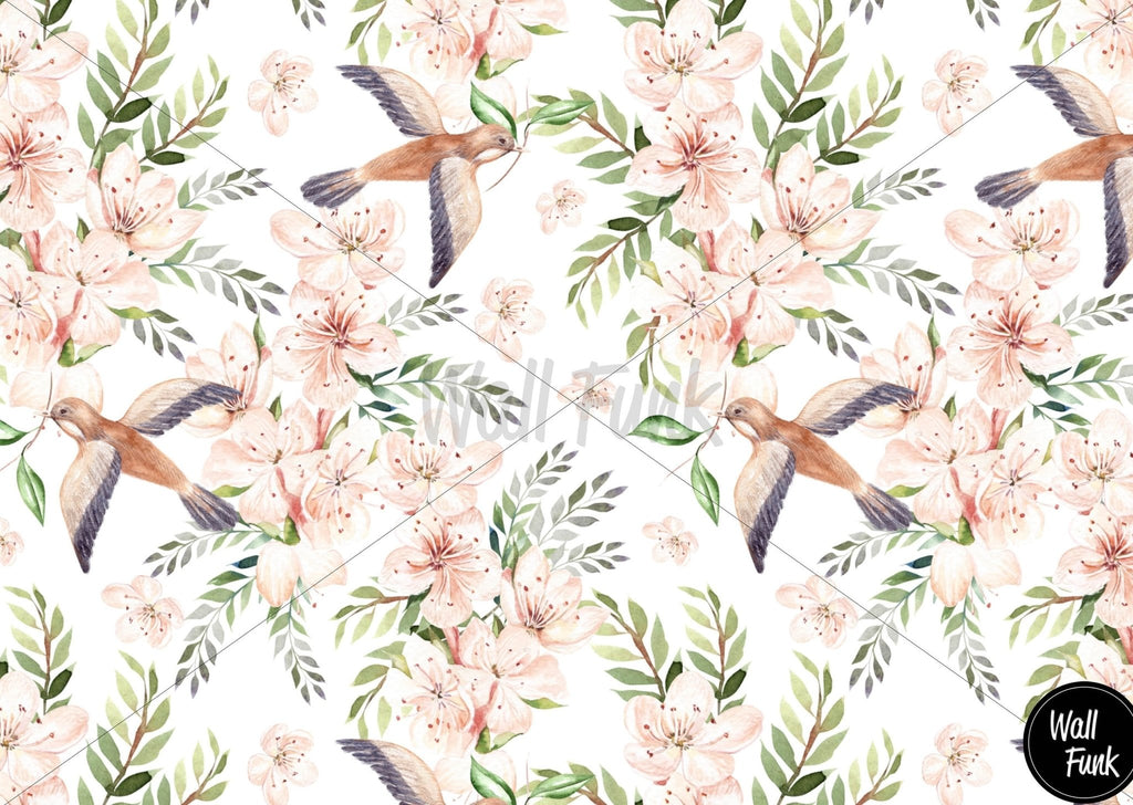 Birds & Flowers Wallpaper Sample - Wall Funk