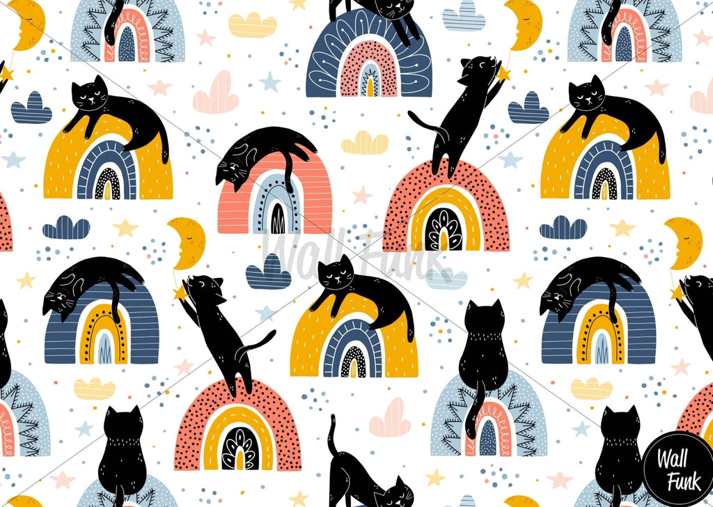 Black Cats Boho Wallpaper Sample - Wall Funk