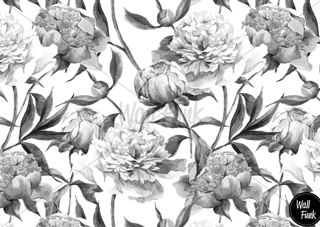 Black & White Floral Wallpaper Sample - Wall Funk