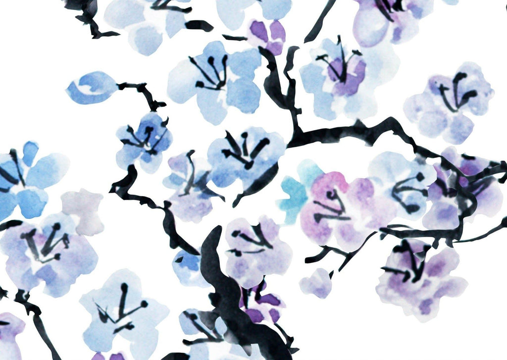 Blue Blossom Floral Wallpaper Sample - Wall Funk