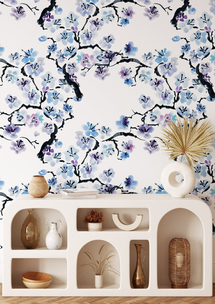 Blue Blossom Floral Wallpaper - Wall Funk