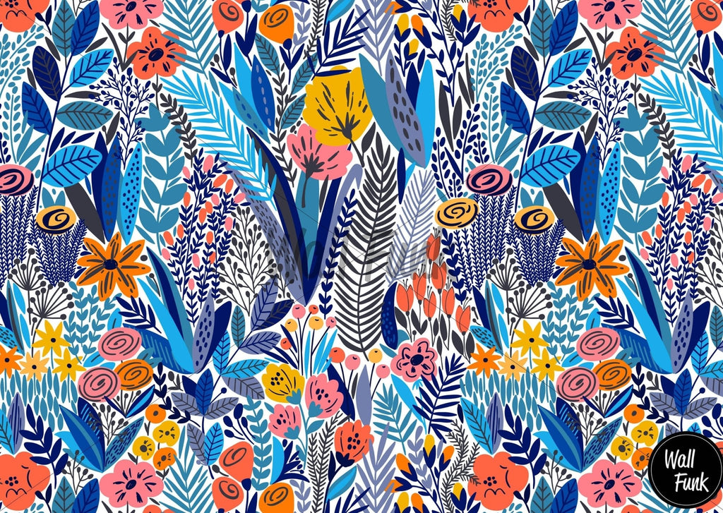 Blue Meadow Floral Wallpaper Sample - Wall Funk