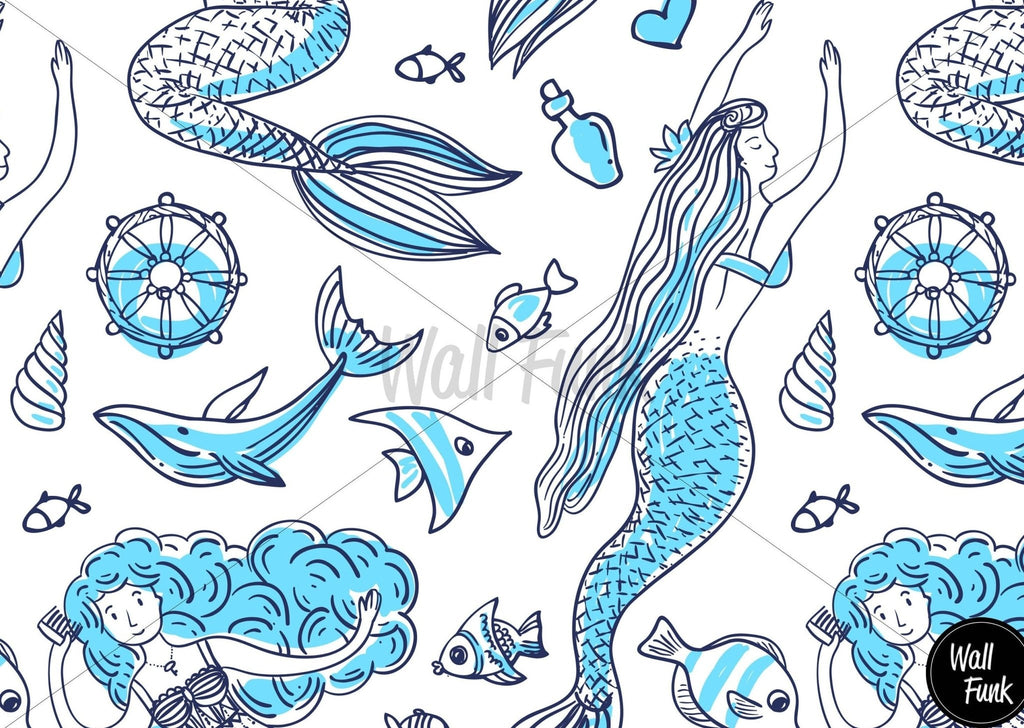 Blue Mermaid Wallpaper Sample - Wall Funk