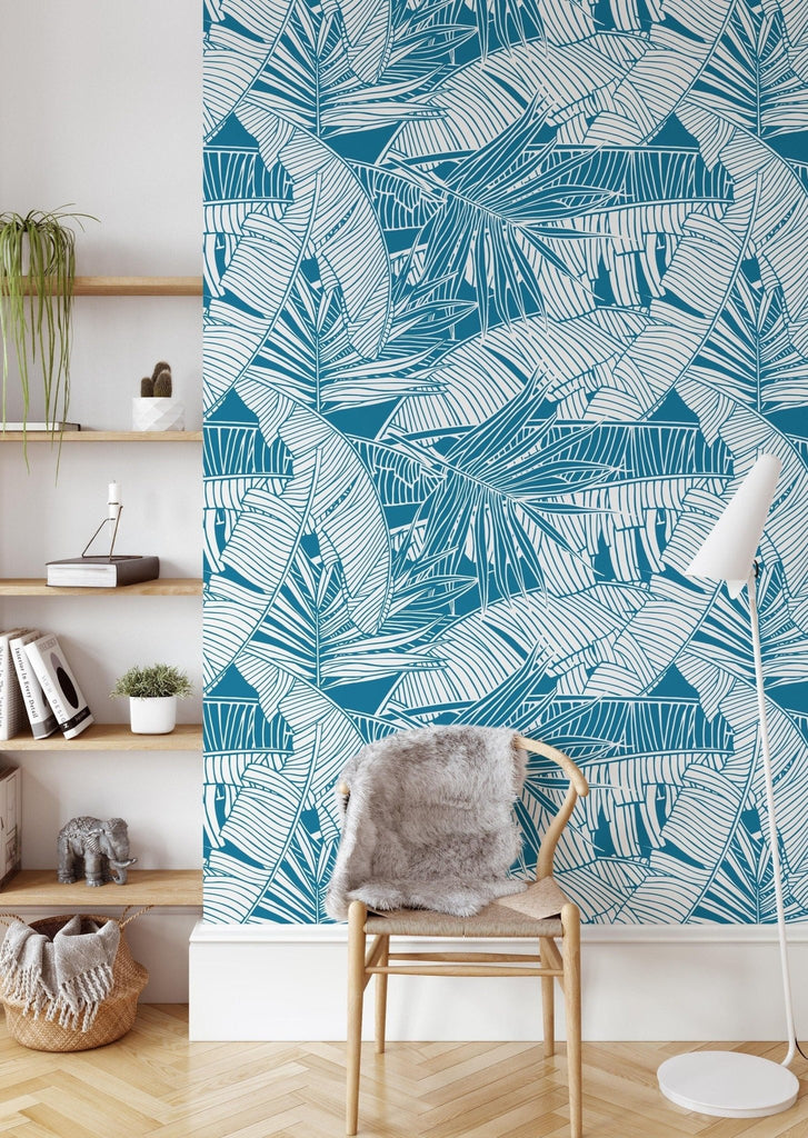 Blue Tropical Wallpaper - Wall Funk