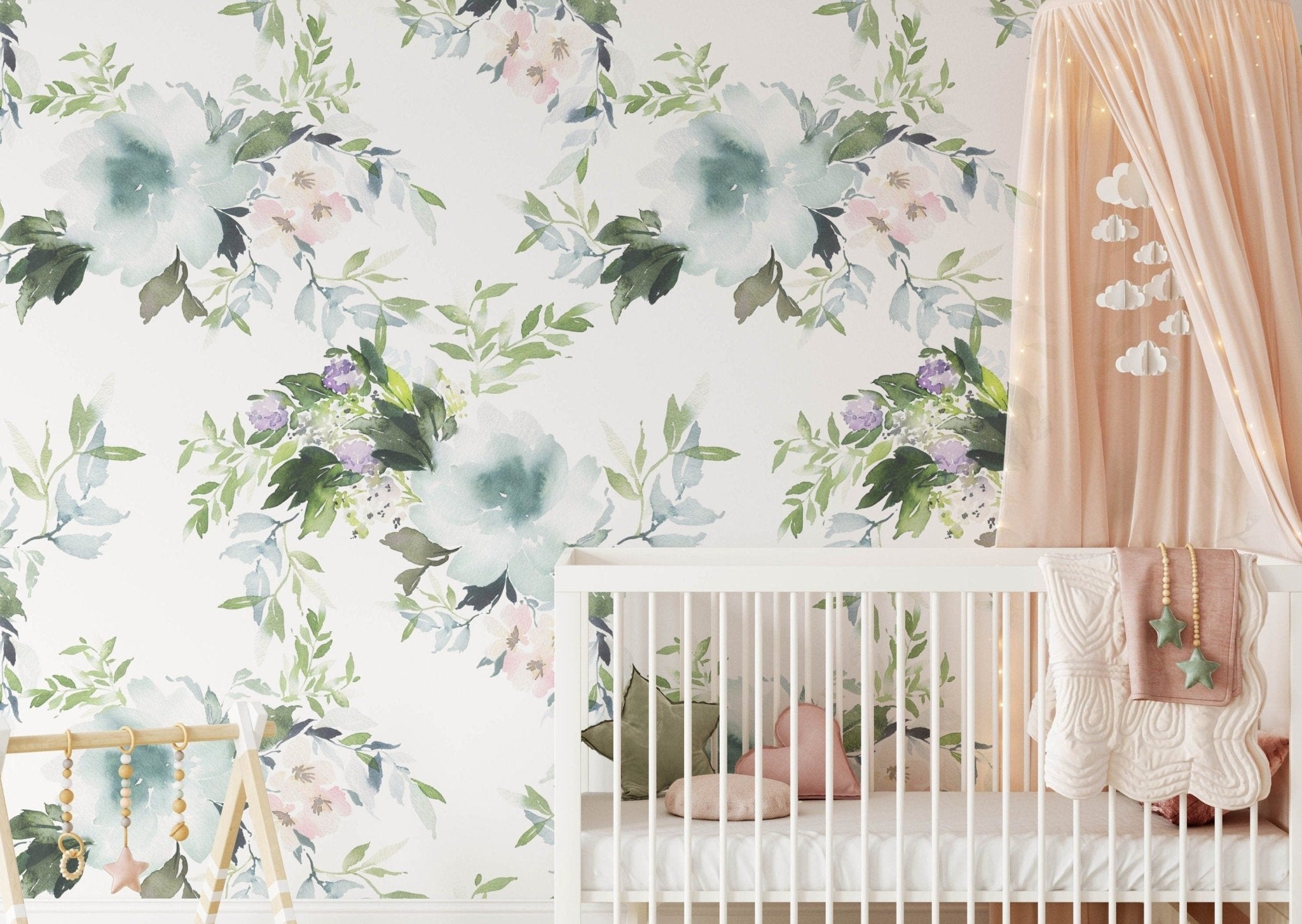 Blue Watercolour Floral Wallpaper (Sample) – Wall Funk