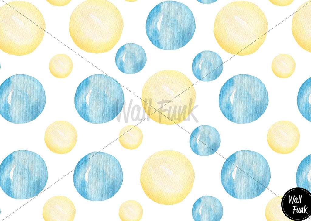 Blue & Yellow Bubbles Wallpaper Sample - Wall Funk