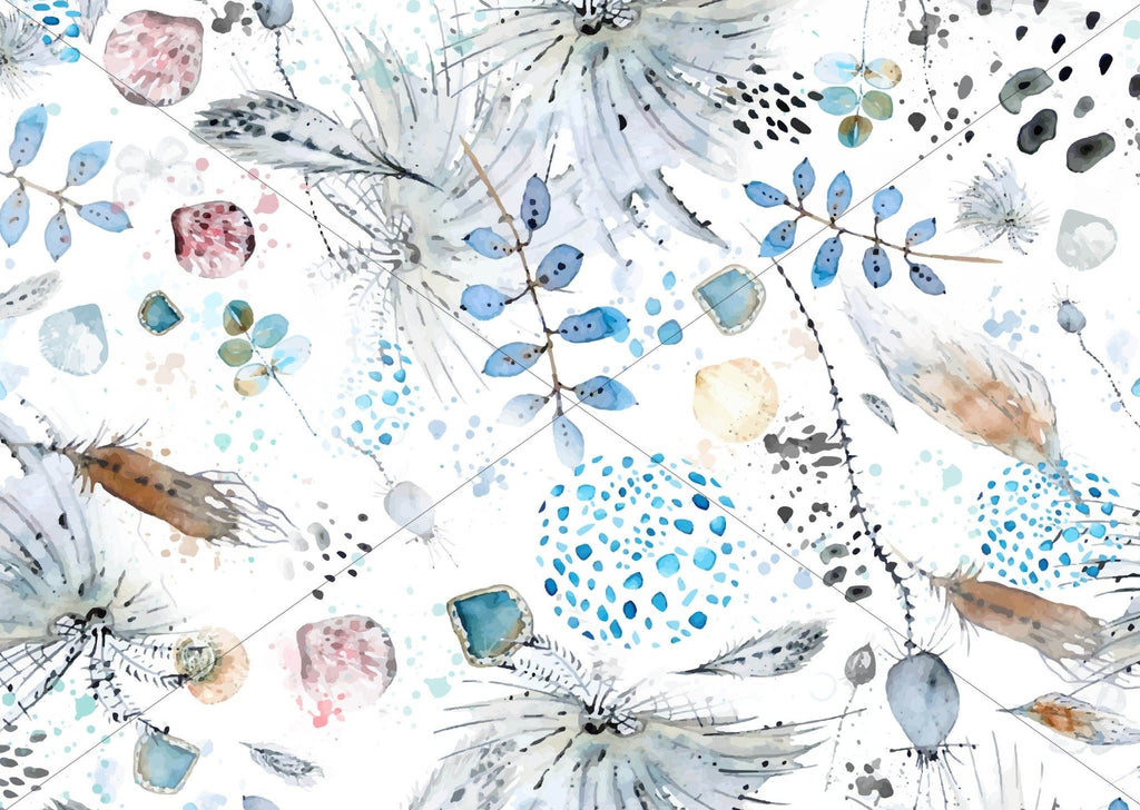 Boho Feathers Floral Wallpaper Sample - Wall Funk