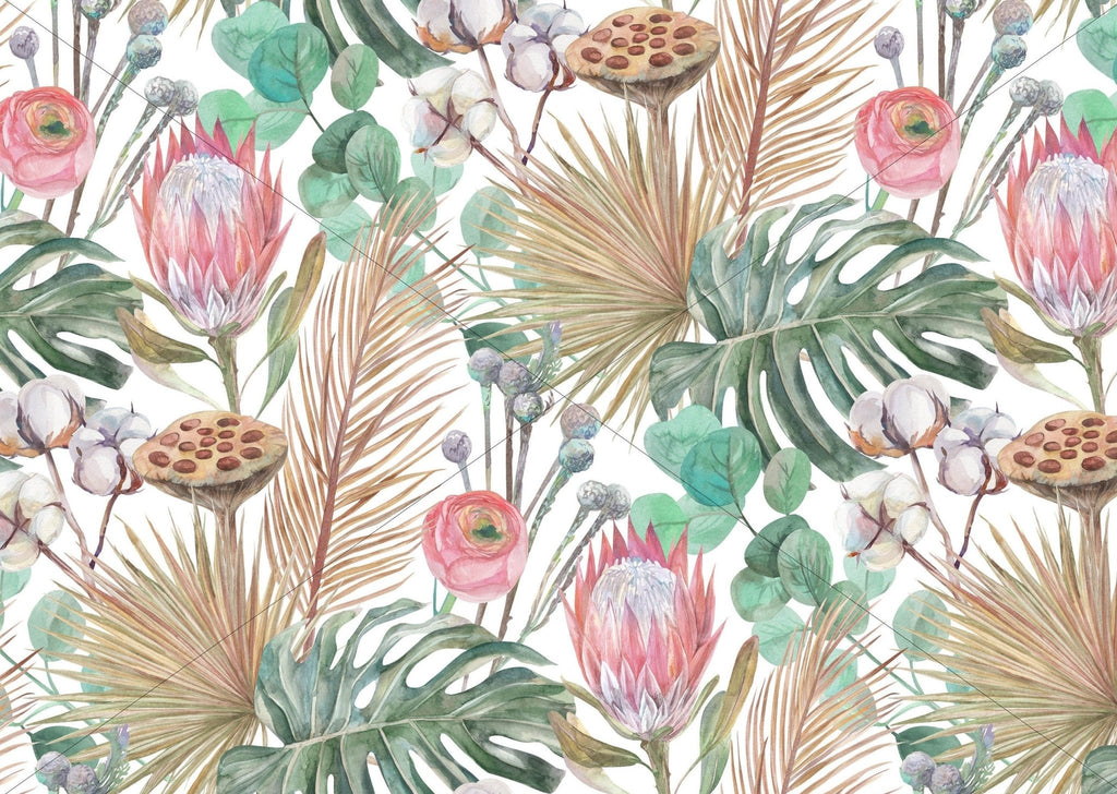 Boho Tropical Floral Wallpaper Sample - Wall Funk