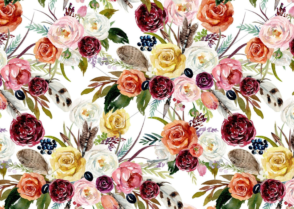 Boho Watercolour Floral Wallpaper Sample - Wall Funk