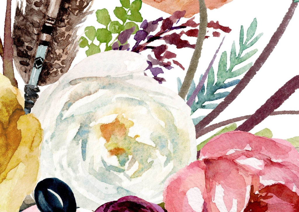 Boho Watercolour Floral Wallpaper - Wall Funk
