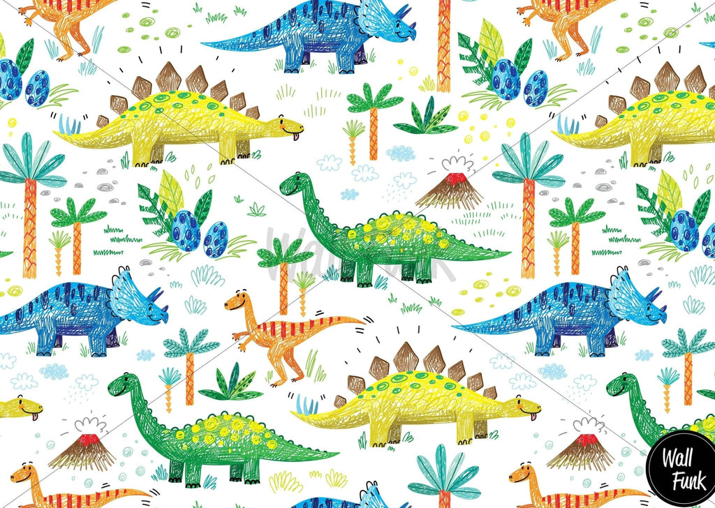 Bright Dinosaurs Wallpaper Sample - Wall Funk