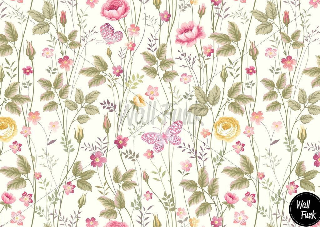 Butterflies & Blooms Wallpaper Sample - Wall Funk