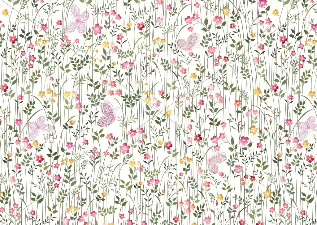 Butterflies & Flowers Wallpaper Sample - Wall Funk