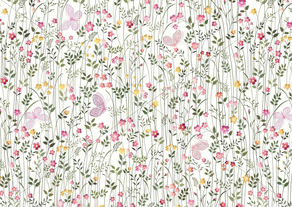 Butterflies & Flowers Wallpaper - Wall Funk