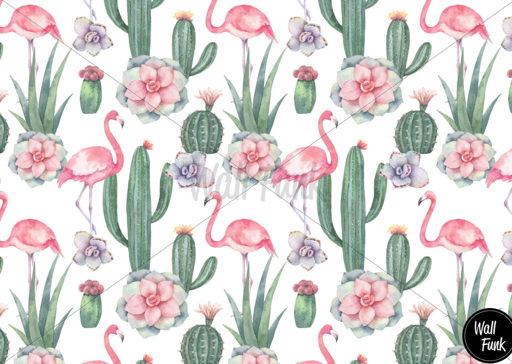 Cacti & Flamingoes Wallpaper Sample - Wall Funk