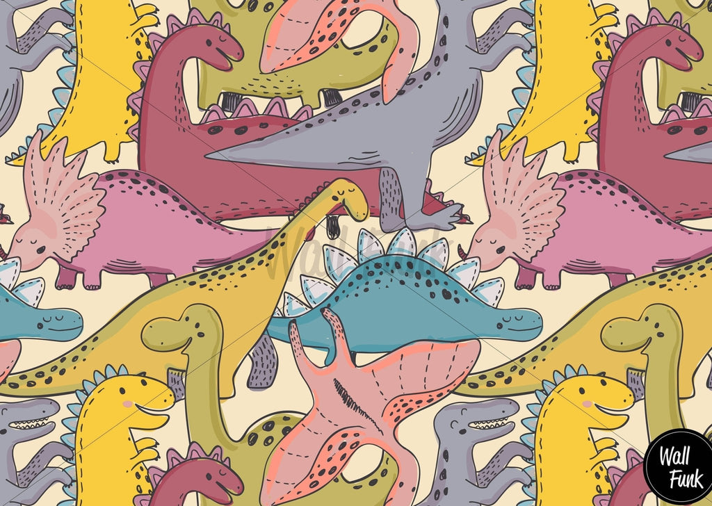 Cartoon Dinosaurs Wallpaper Sample - Wall Funk