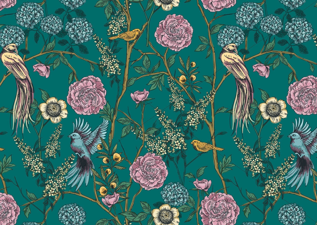 Chinoiserie Floral Wallpaper Sample - Wall Funk