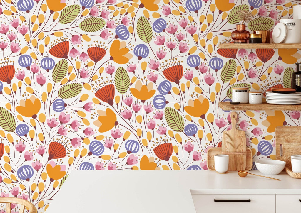 Colourful Blooms Floral Wallpaper - Wall Funk