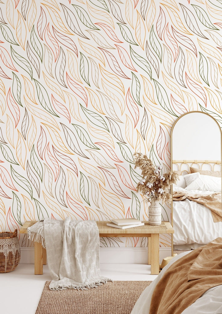 Colourful Leaves Floral Wallpaper - Wall Funk