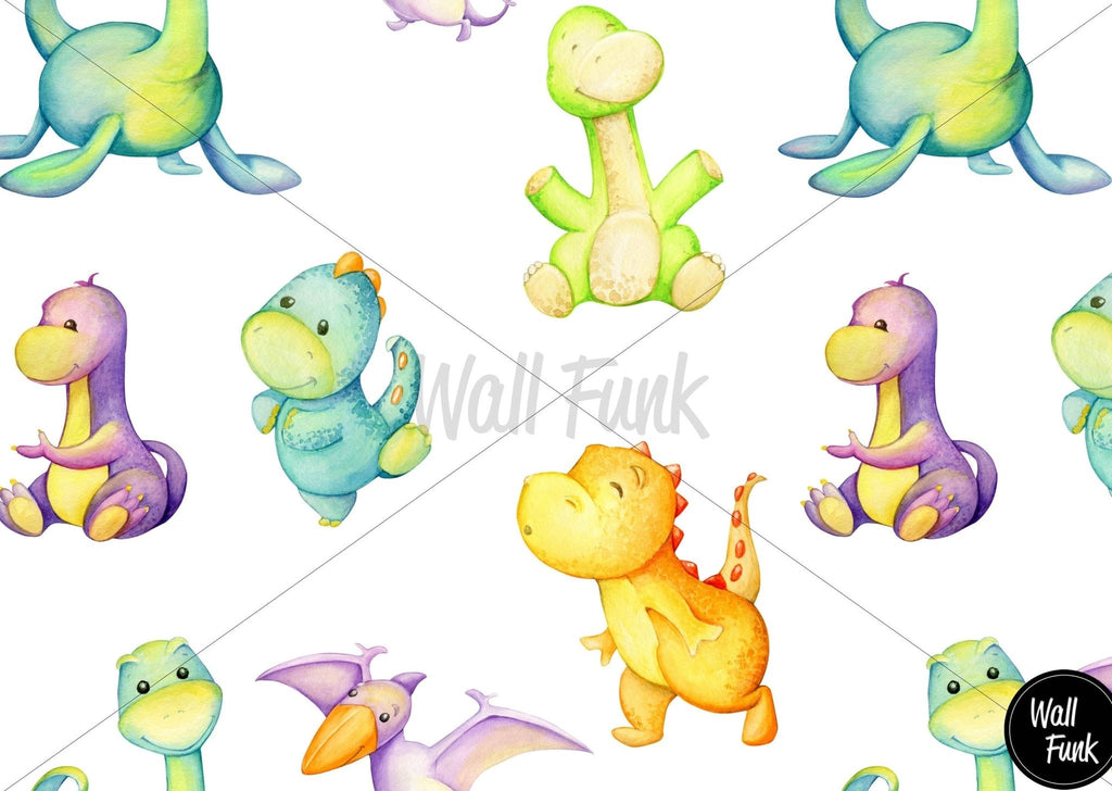 Cute Colourful Dinosaurs Wallpaper Sample - Wall Funk