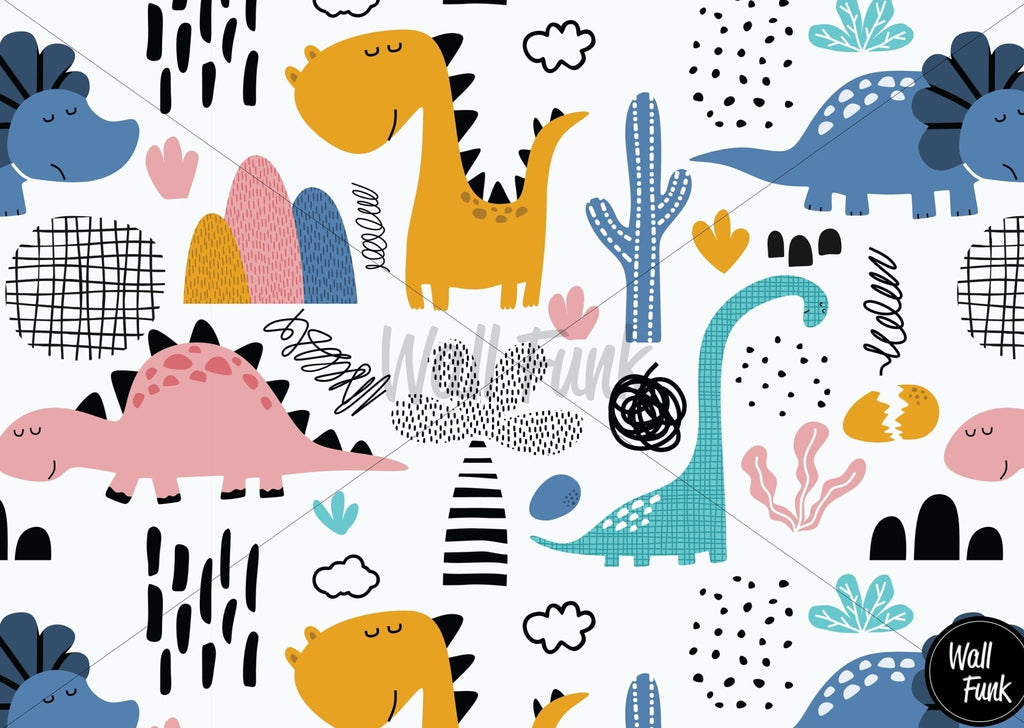 Cute Pastel Dinosaurs Wallpaper Sample - Wall Funk