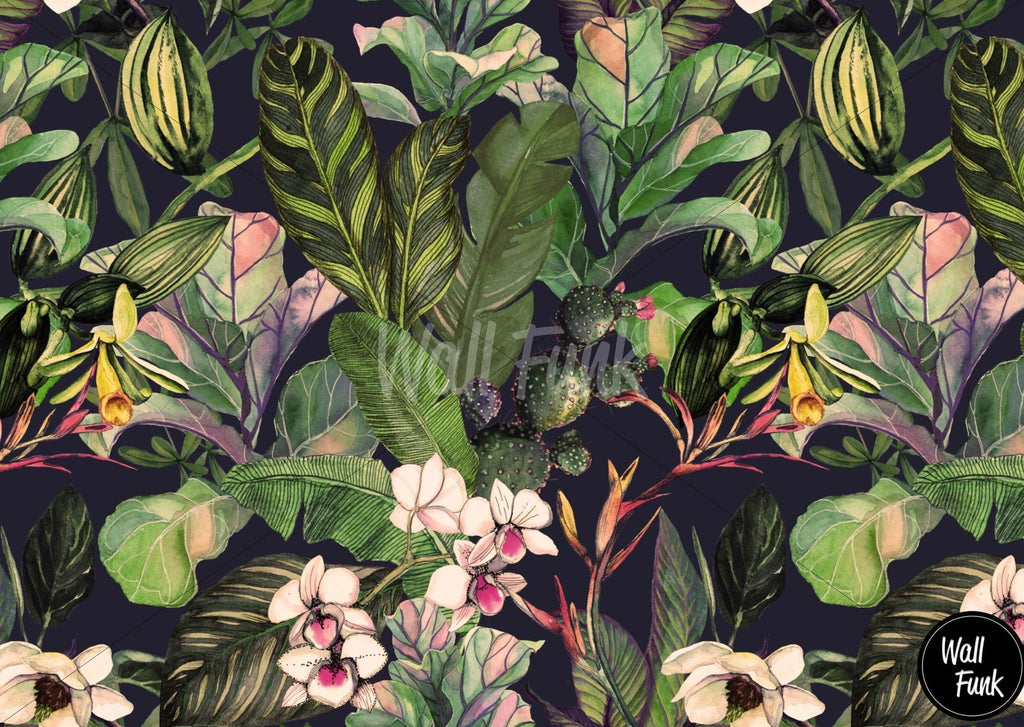 Dark Cacti Floral Wallpaper Sample - Wall Funk
