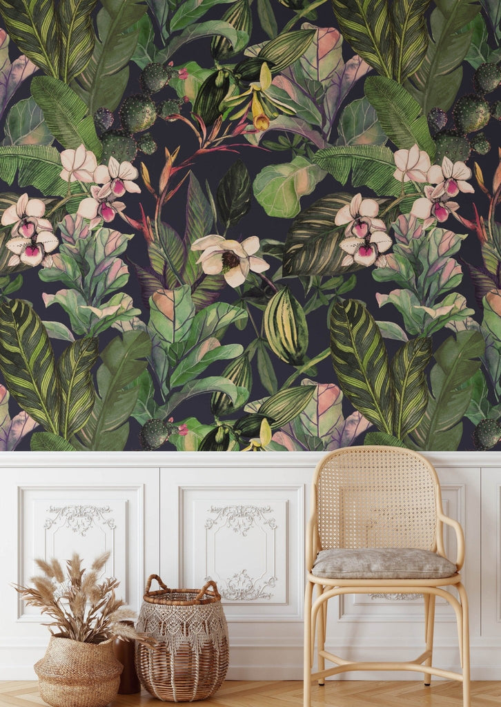Dark Cacti Floral Wallpaper - Wall Funk